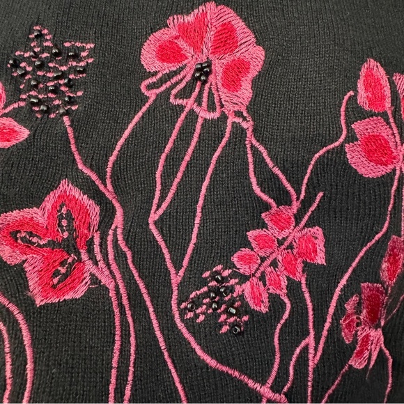 Sarah Elizabeth Black Cardigan with Pink Floral Embroidery - Picture 5 of 7